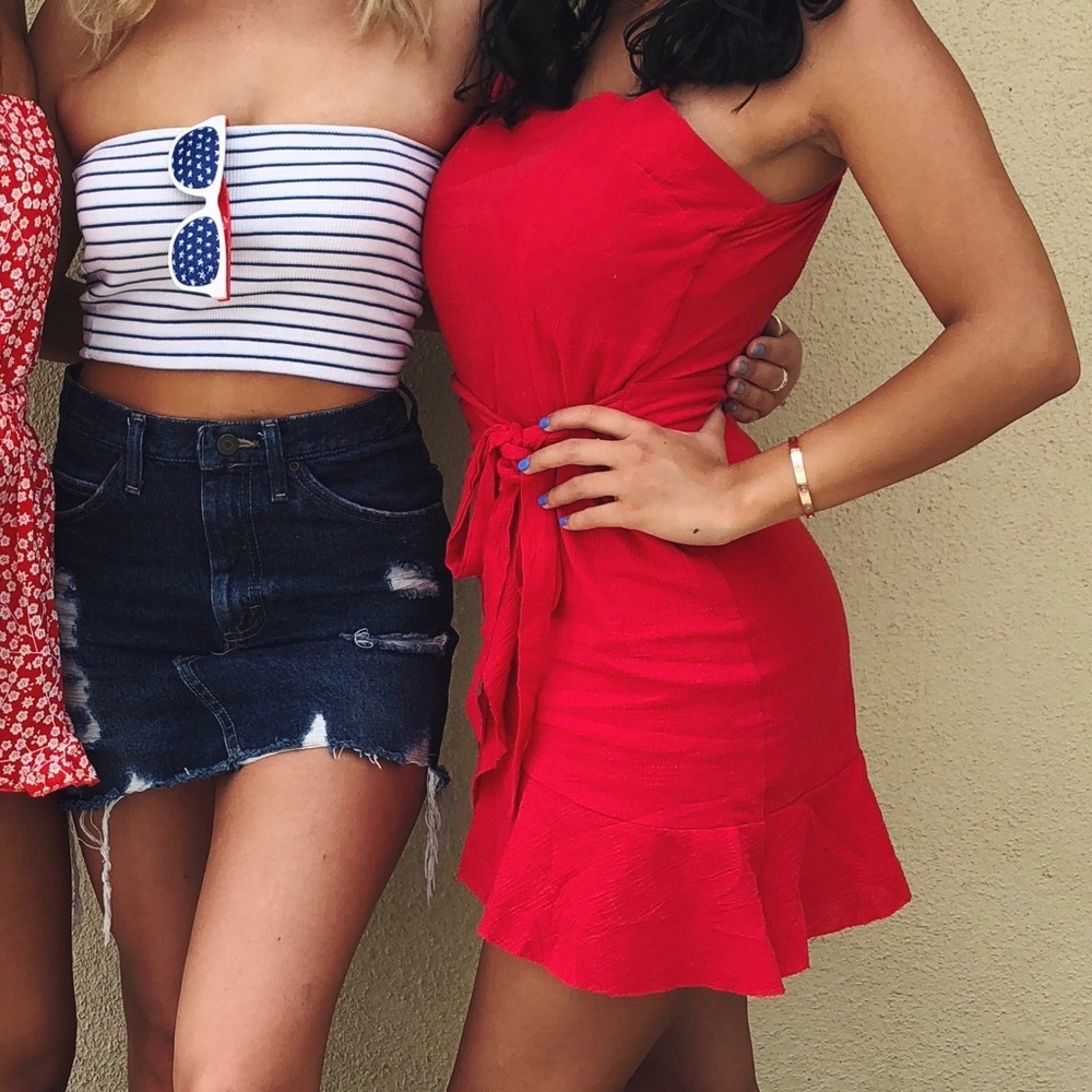 Red princess poly wrap dress